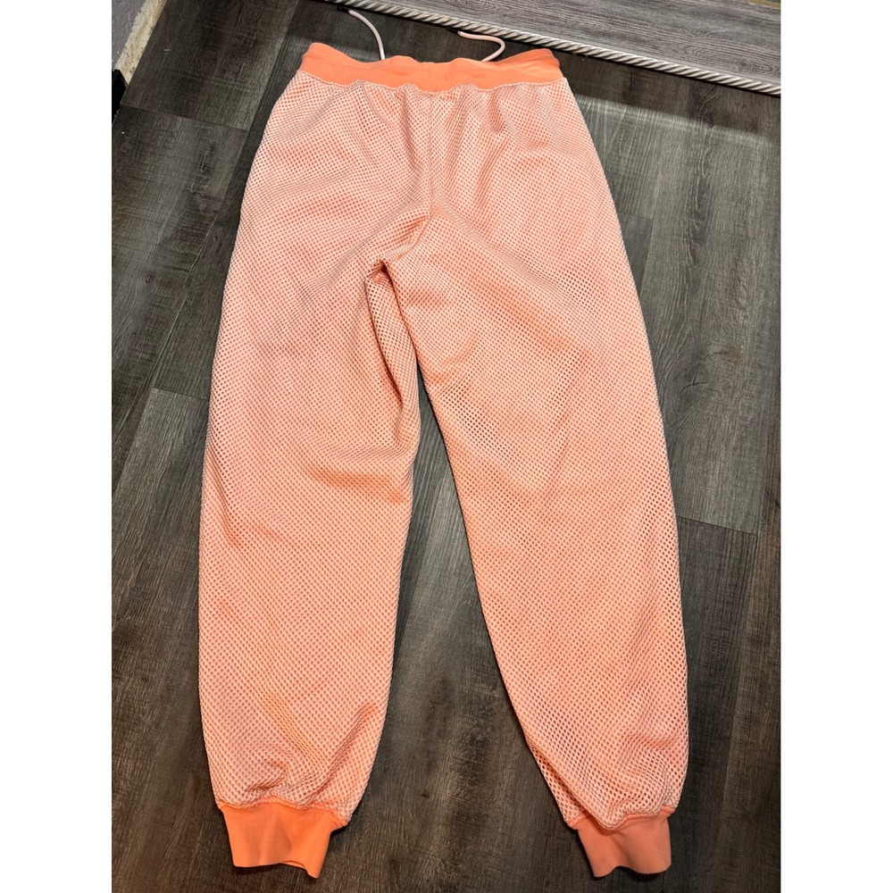 Nike Womens Mesh Overlay Joggers Peach Coral Orange‎ Fleece Sweatpants Small - Picture 3 of 4
